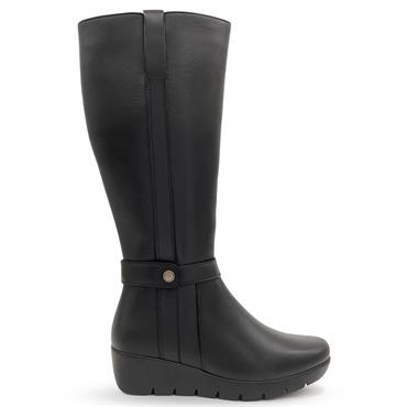 SUSST WOMENS WEDGE HIGH LEG BOOT - BLACK